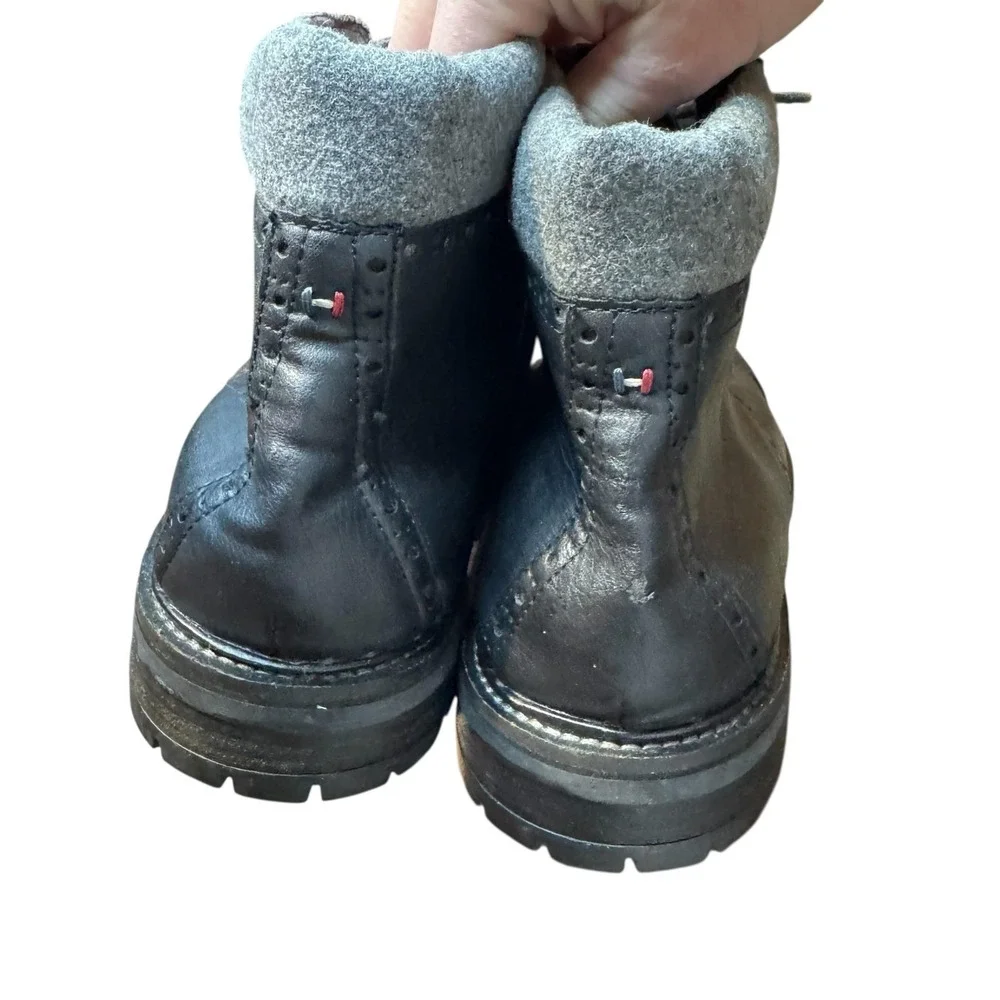 Tommy Hilfiger Boots Mens Size 12‎ Black Leather Combat Lined Lug Sole TMHERBIE